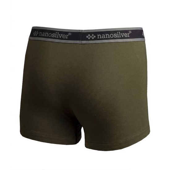 Boxerky s gumou nanosilver bez zadního švu olivová