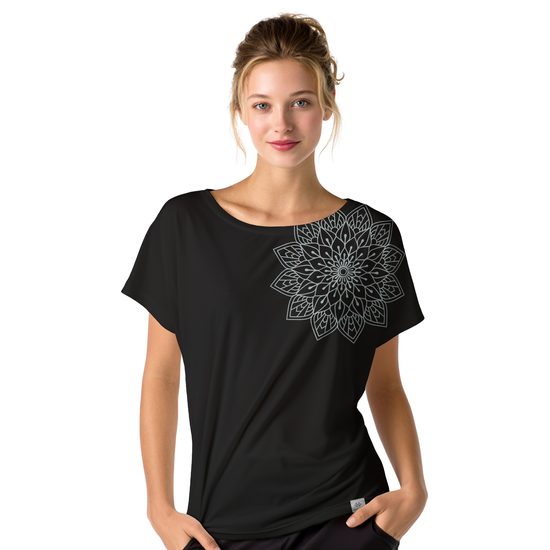 Dámské tričko nanosilver BAT potisk FLORAL - vhodné na jógu