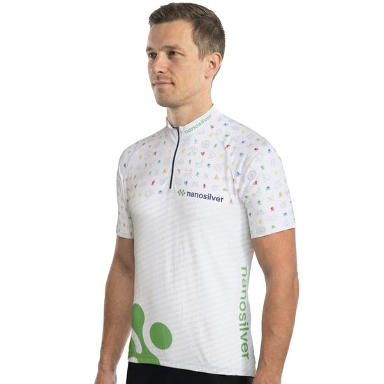 Pánský cyklodres s krátkým zipem Sports bílá