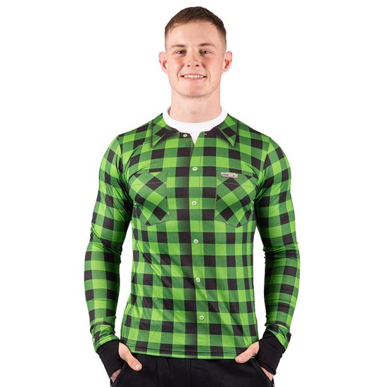 termo triko nanosilver s motivem flanelová košile - zelená
