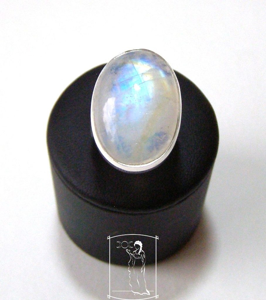 Duhový měsíční kámen - stříbrný prsten - Stříbrné prsteny - Tajemná Hékaté  - Magické místo, kde nejen čarodějky naleznou to, co hledají. Vítejte u nás  :)
