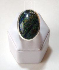 Azuromalachit - stříbrný prsten