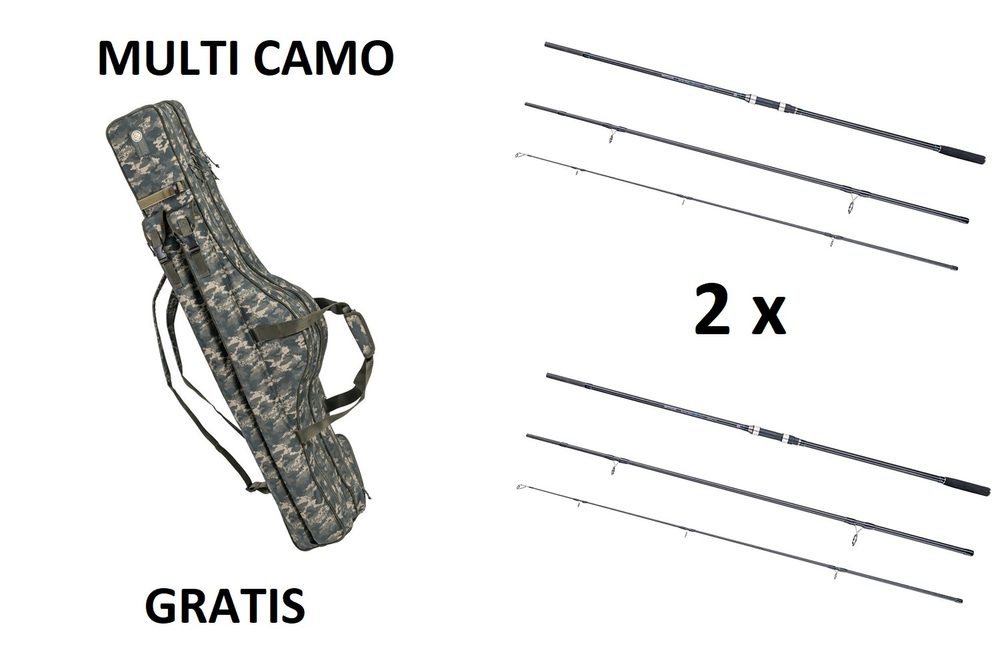 E-shop Mivardi 2x Prut Sentinel Carp 390SH + Obal Multi Camo 145