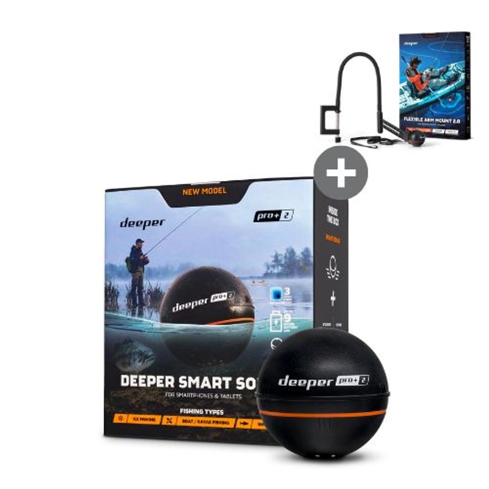 Deeper Nahazovací sonar Wifi s GPS Fishfinder Pro+ 2 a Husí krk 2.0 zdarma