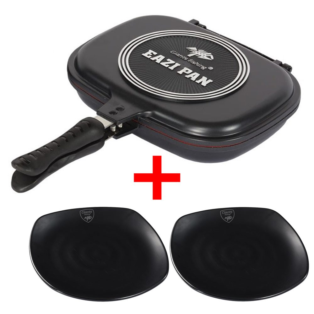 E-shop Giants Fishing Pánev na vaření Eazi Pan Medium + 2x Talíř Plate Black Large ZDARMA!,Giants Fishing Pánev na vaření Eazi Pan Medium + 2x Talíř Plate Bl
