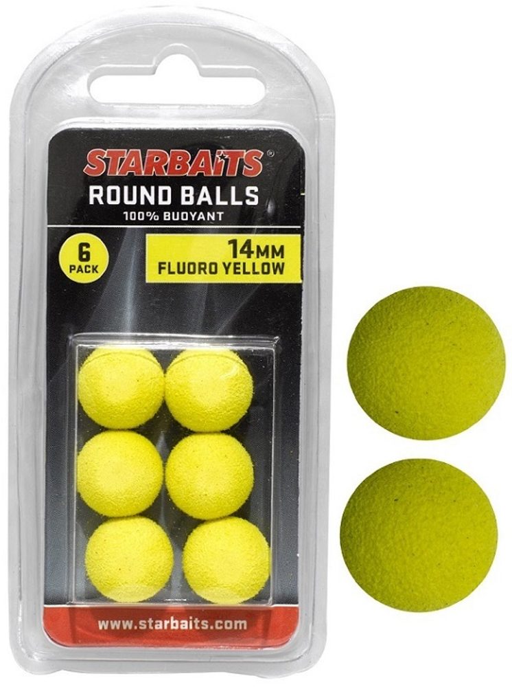 E-shop Starbaits Pěnová nástraha Round Balls 14mm 6ks - žlutá,Starbaits Pěnová nástraha Round Balls 14mm 6ks - žlutá