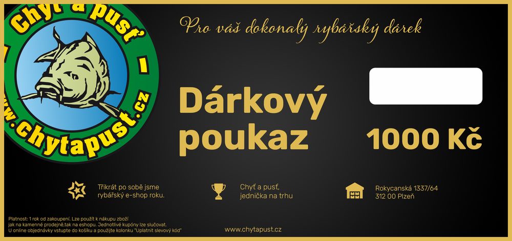 Chyť a pusť Vánoční dárkový poukaz 1000 Kč - Elektronický