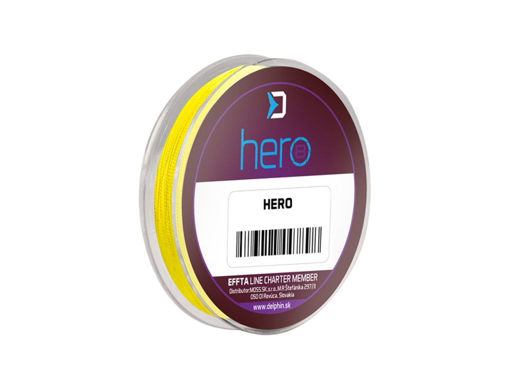 Fotografie Delphin Šňůra Hero 8 fluo žlutá - 0,40mm 26,40kg 10m