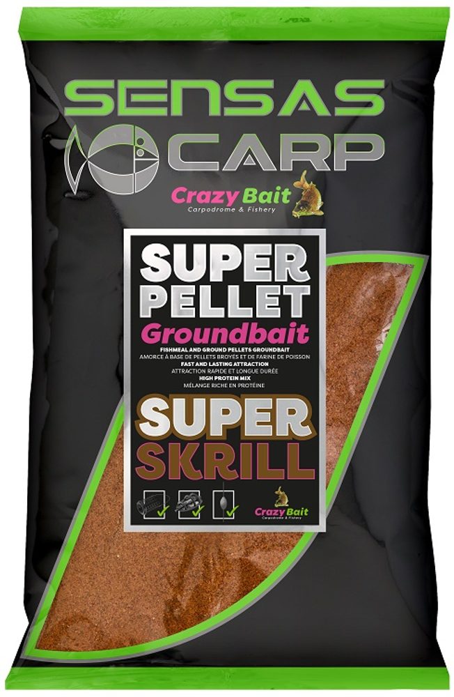 Fotografie Sensas Krmítková směs Crazy Baits 1kg - Super Krill