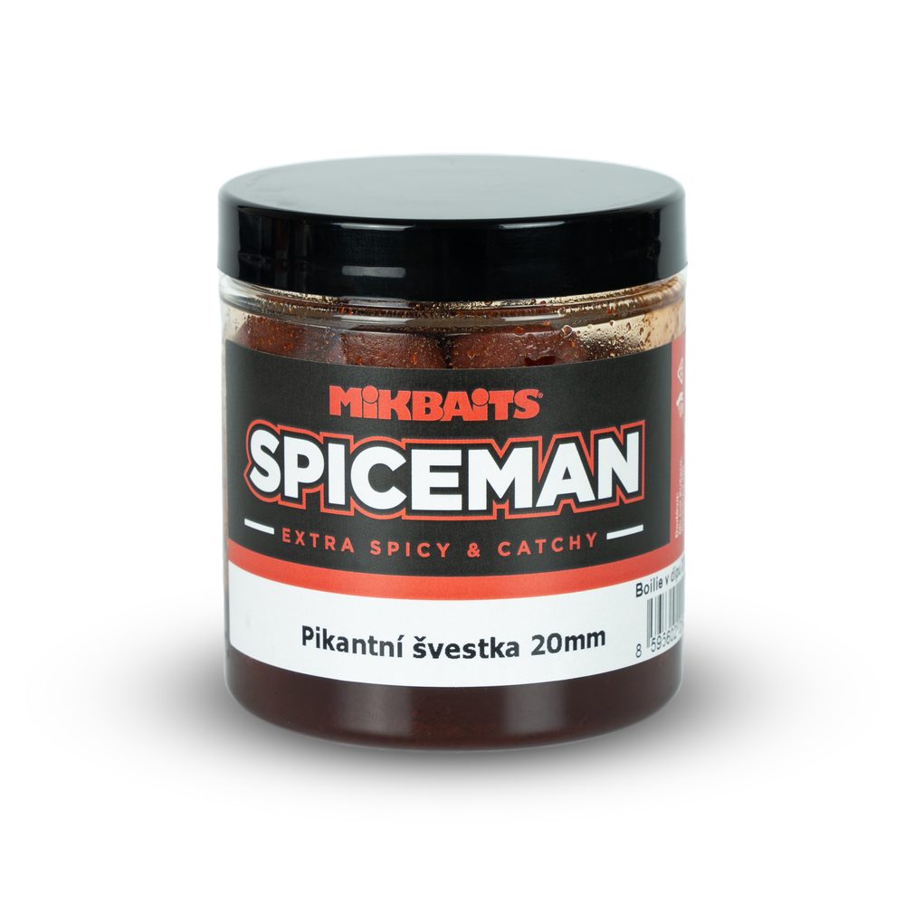 E-shop Mikbaits Boilie v dipu Spiceman 250ml - Pikantní Švestka 20mm,Mikbaits Boilie v dipu Spiceman 250ml - Pikantní Švestka 20mm