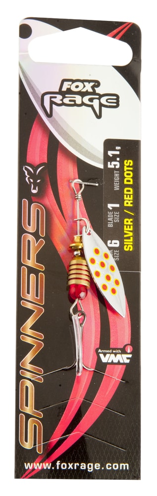 Fox Rage Rotační třpytka Blade Leaf Spinner Size 5 - 17,6g - Silver Red Dots
