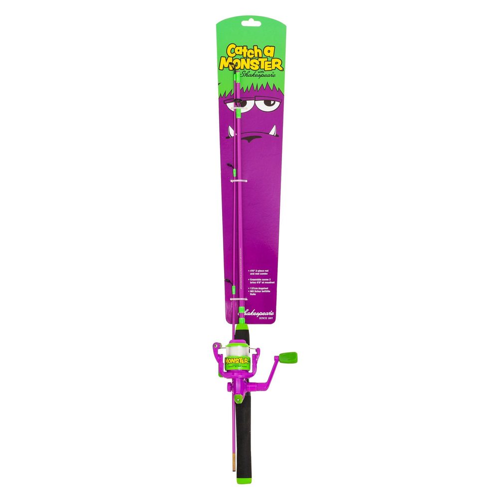 E-shop Shakespeare Dětský set prut s navijákem a vlascem Catch a Monster Spin Set 1,40m 15-30g Purple,Shakespeare Dětský set prut s navijákem a vlascem Catch