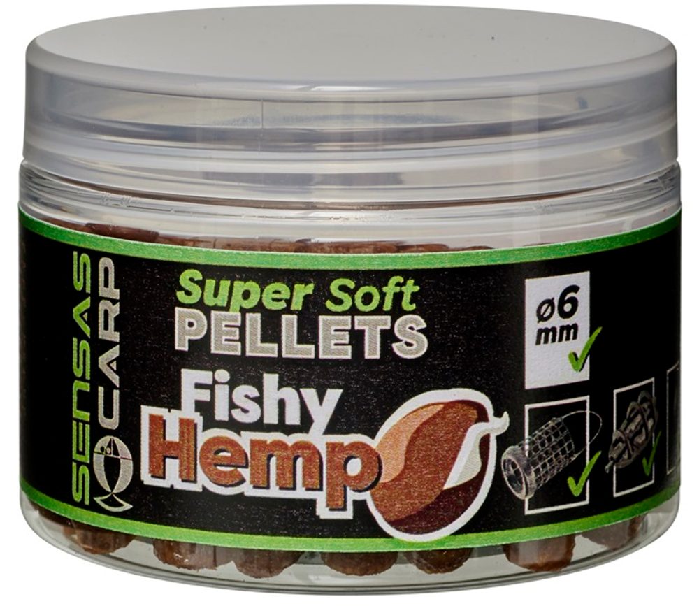 Sensas Pelety Super Soft Fishy Hemp 60g - 6mm,Sensas Pelety Super Soft Fishy Hemp 60g - 6mm