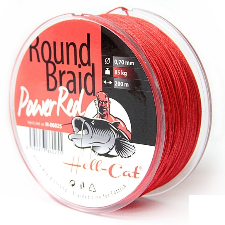 Fotografie Hell-Cat Splétaná šňůra Round Braid Power Red 200m - 0,50mm