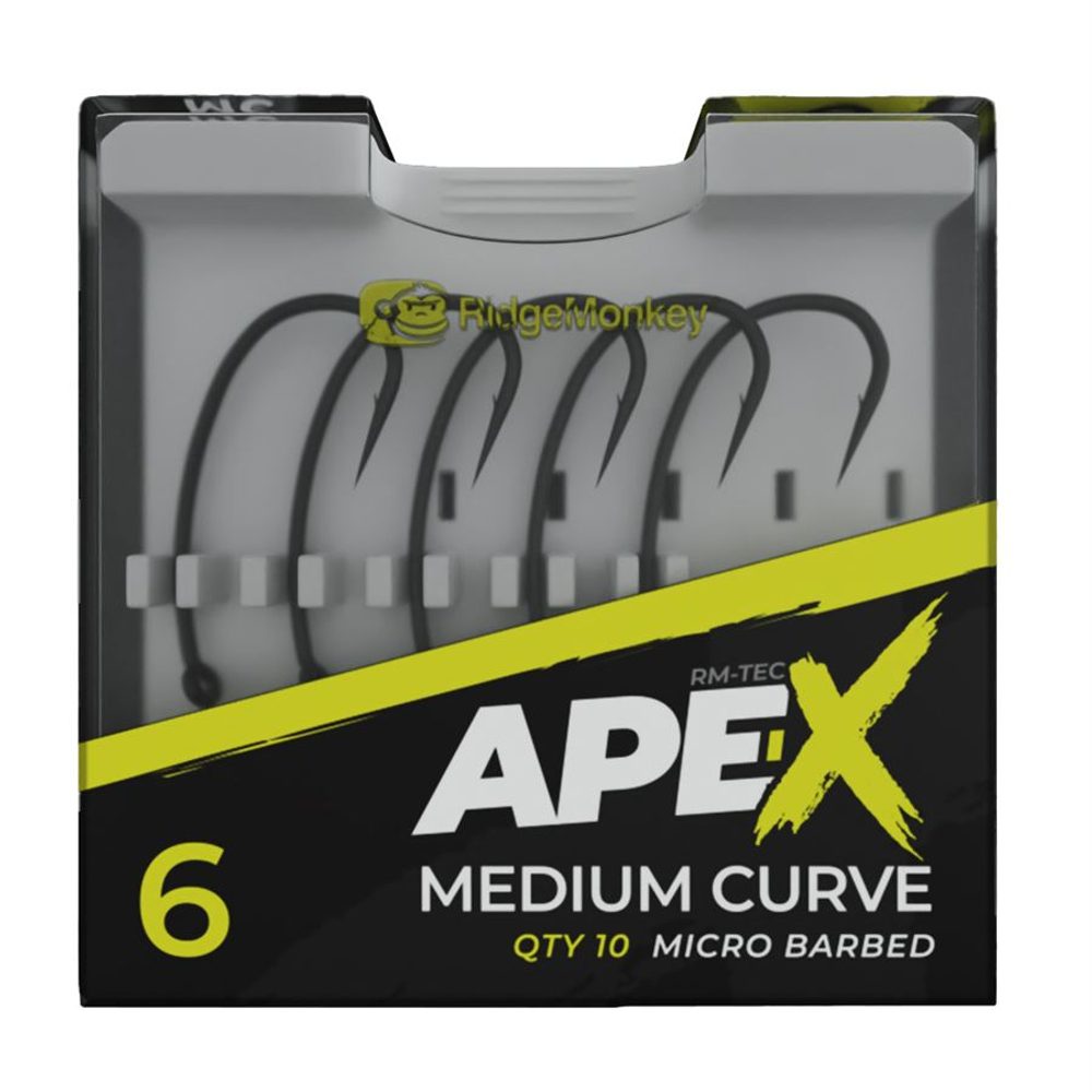 RidgeMonkey Háčky Ape-X Medium Curve Barbed 10ks - vel. 6