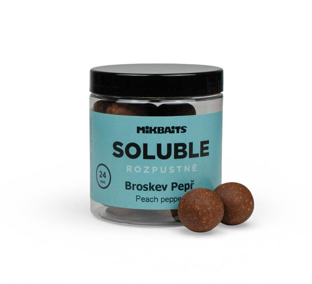 E-shop Mikbaits Rozpustné boilies Soluble Broskev Pepř 250ml - 24mm,Mikbaits Rozpustné boilies Soluble Broskev Pepř 250ml - 24mm