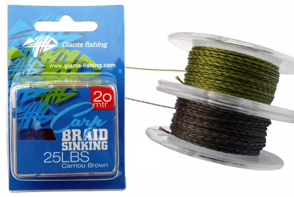 Fotografie Giants Fishing Návazcová šňůrka Carp Braid Sinking 20m - 25lbs Camou Green