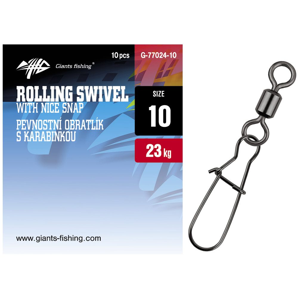 E-shop Giants fishing Pev. obratlík s karabinkou Rolling swivel with nice snap 10ks,Giants fishing Pev. obratlík s karabinkou Rolling swivel with nice snap 1