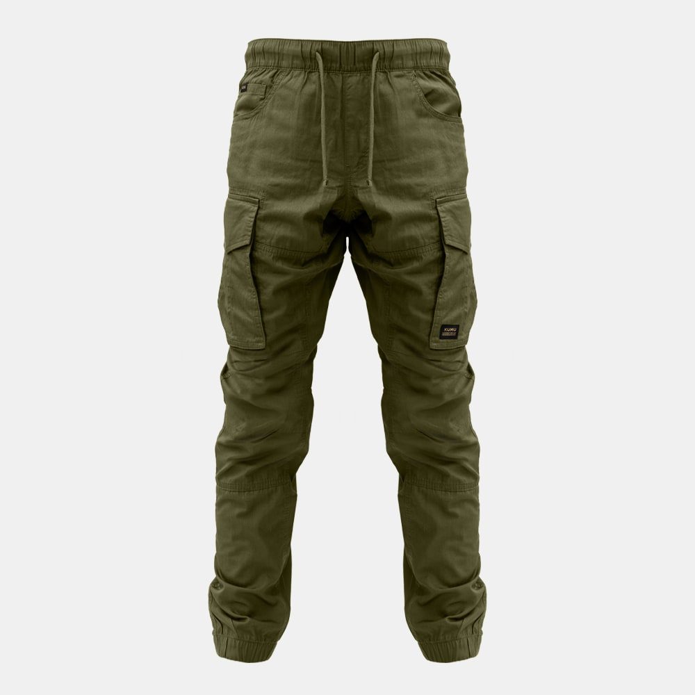 E-shop KUMU Lehké kalhoty Utility Cargos Khaki - M,KUMU Lehké kalhoty Utility Cargos Khaki - M