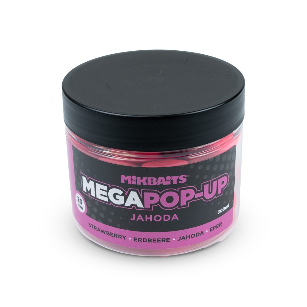 E-shop Mikbaits Plovoucí boilies Mega fluo pop-up 300ml - Jahoda,Mikbaits Plovoucí boilies Mega fluo pop-up 300ml - Jahoda