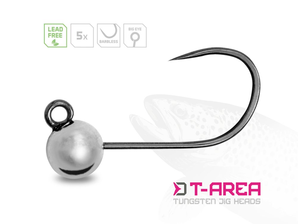 Delphin Jigové hlavičky Wolframové T-Area BL Stříbrné 5ks - vel.6 0,9g,Delphin Jigové hlavičky Wolframové T-Area BL Stříbrné 5ks - vel.6 0,9g