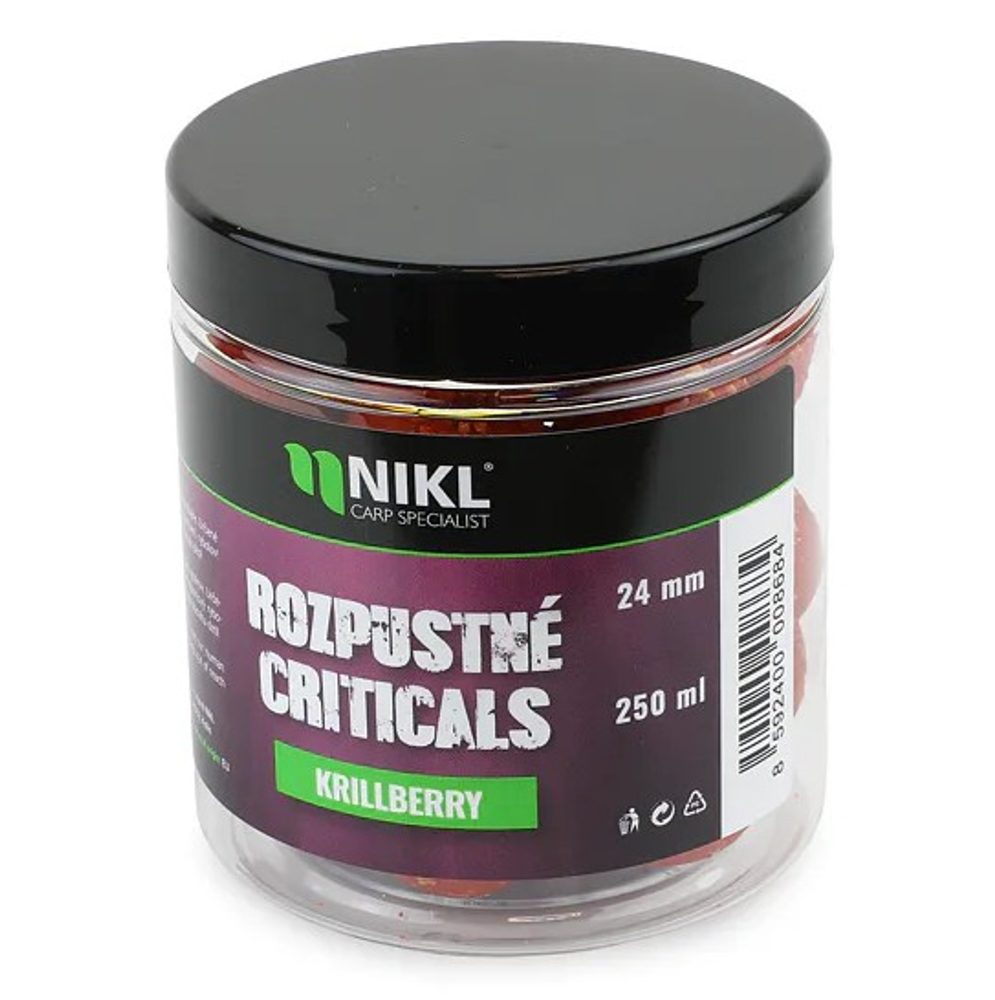 Nikl Rozpustné Criticals boilie Krill Berry 250ml - 24mm,Nikl Rozpustné Criticals boilie Krill Berry 250ml - 24mm