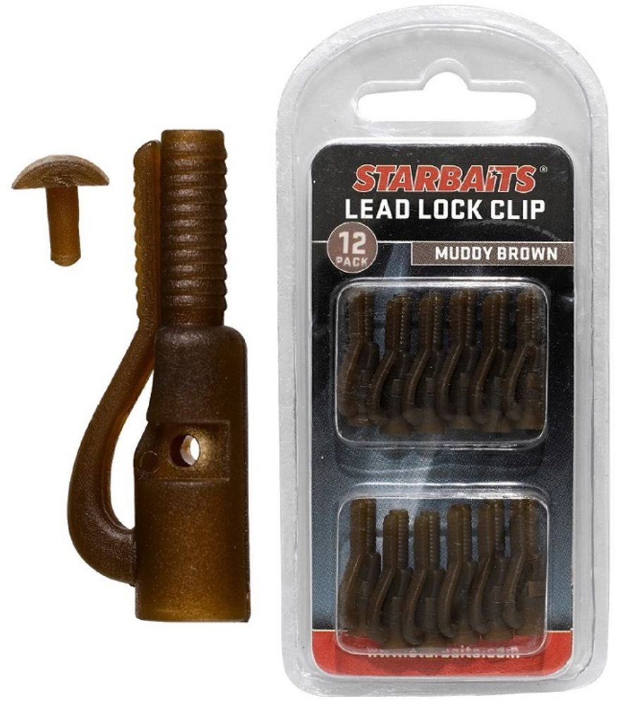 Starbaits Závěs na olovo Lead Lock Clip 12ks - hnědá