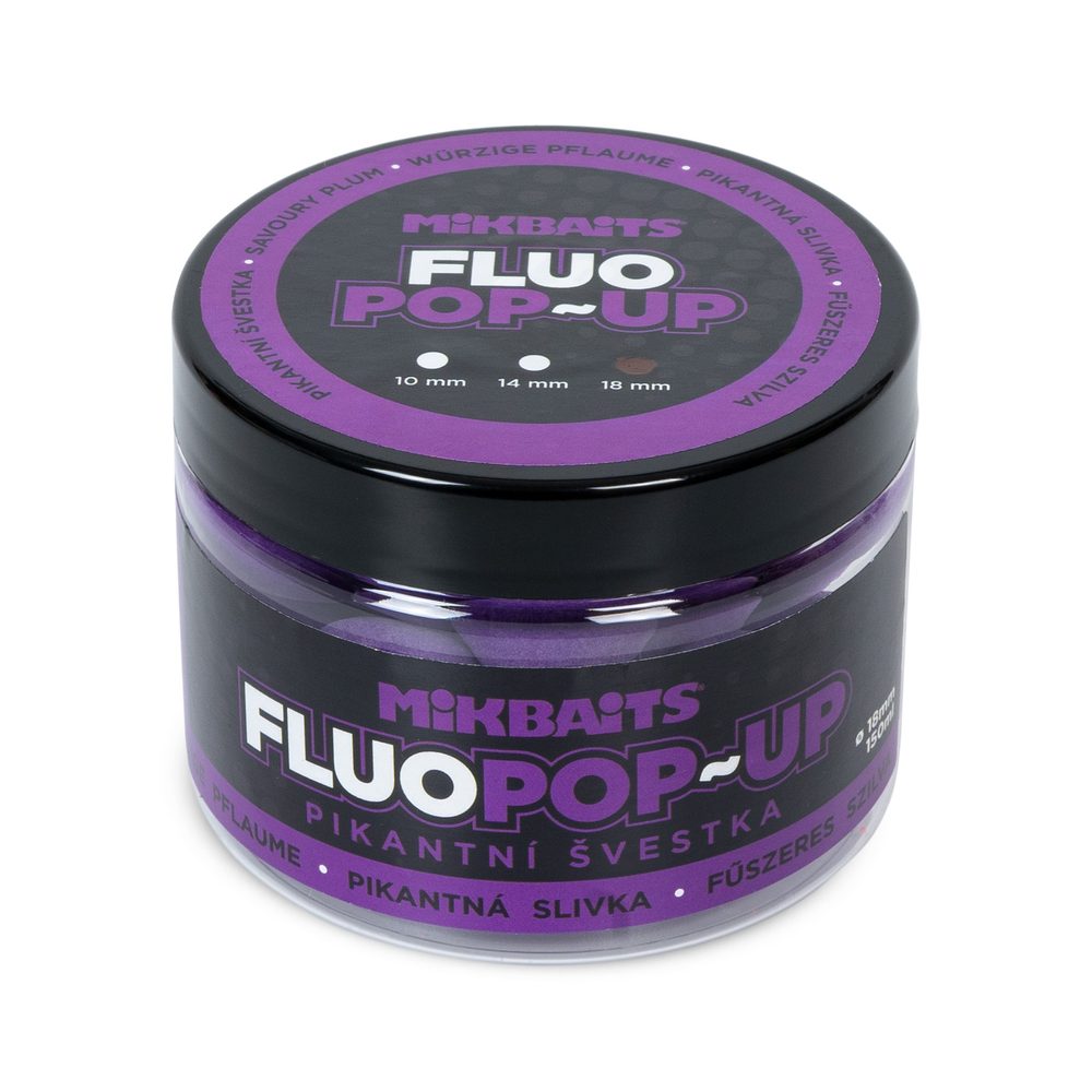 Fotografie Mikbaits Plovoucí fluo boilie 18mm 150ml - Pikantní Švestka