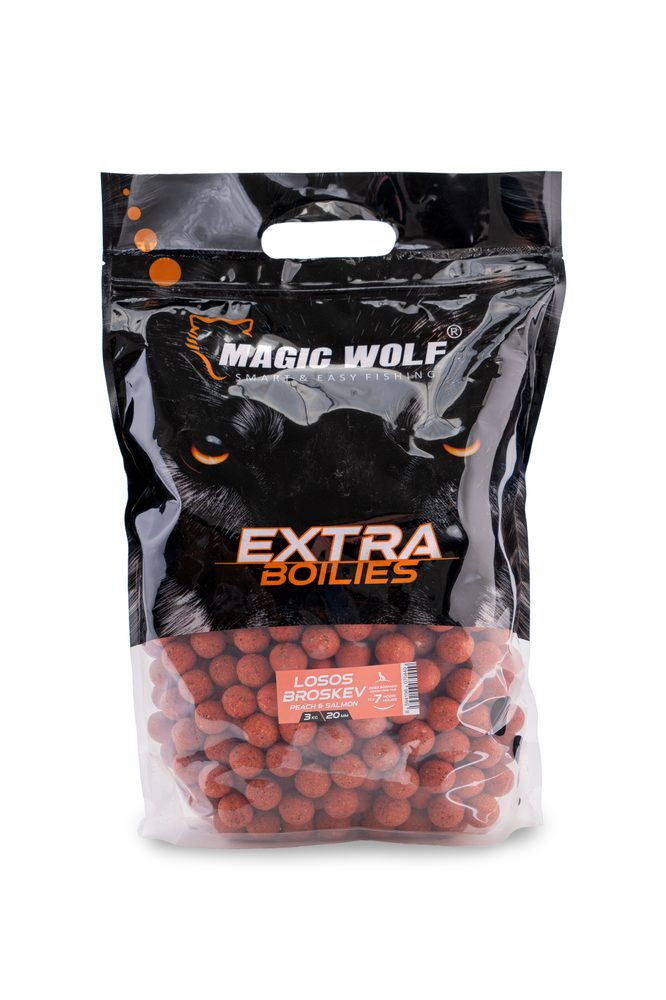 Magic Wolf Boilies Extra 20mm 3kg - Losos/ broskev,Magic Wolf Boilies Extra 20mm 3kg - Losos/ broskev