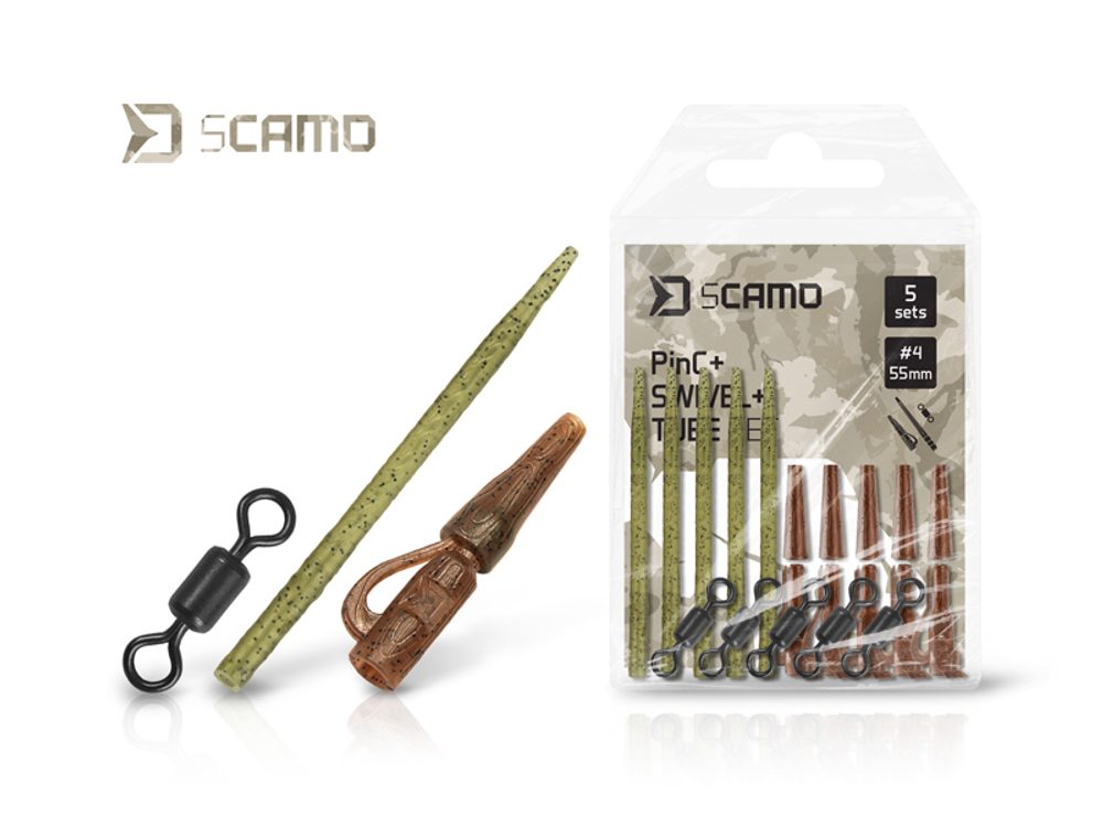 Delphin Set sCAMO PinC + Swivel + Tube 5 setů,Delphin Set sCAMO PinC + Swivel + Tube 5 setů