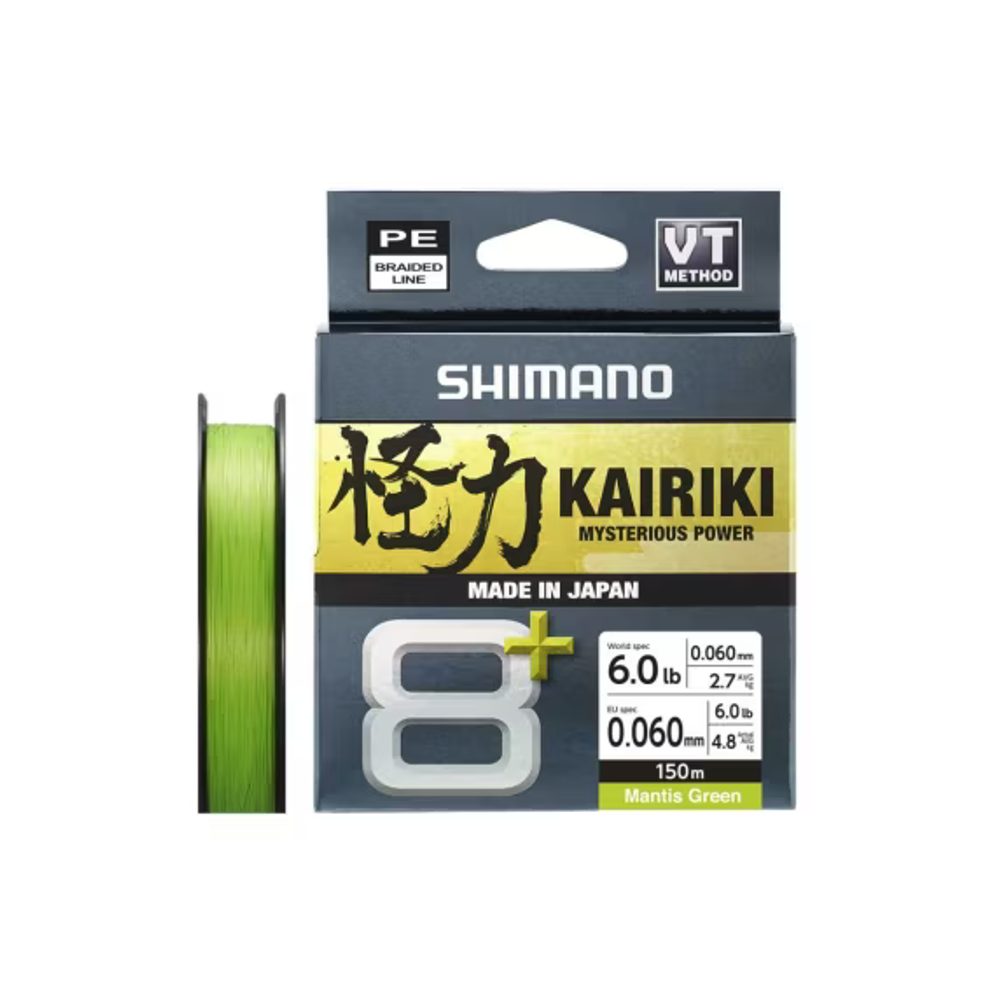 Shimano Šňůra Kairiki 8+ Mantis Green 150m - 0,06mm 4.8kg,Shimano Šňůra Kairiki 8+ Mantis Green 150m - 0,06mm 4.8kg