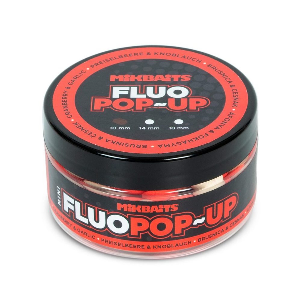 E-shop Mikbaits Plovoucí fluo boilie 18mm 150ml - Brusinka a Česnek 18mm