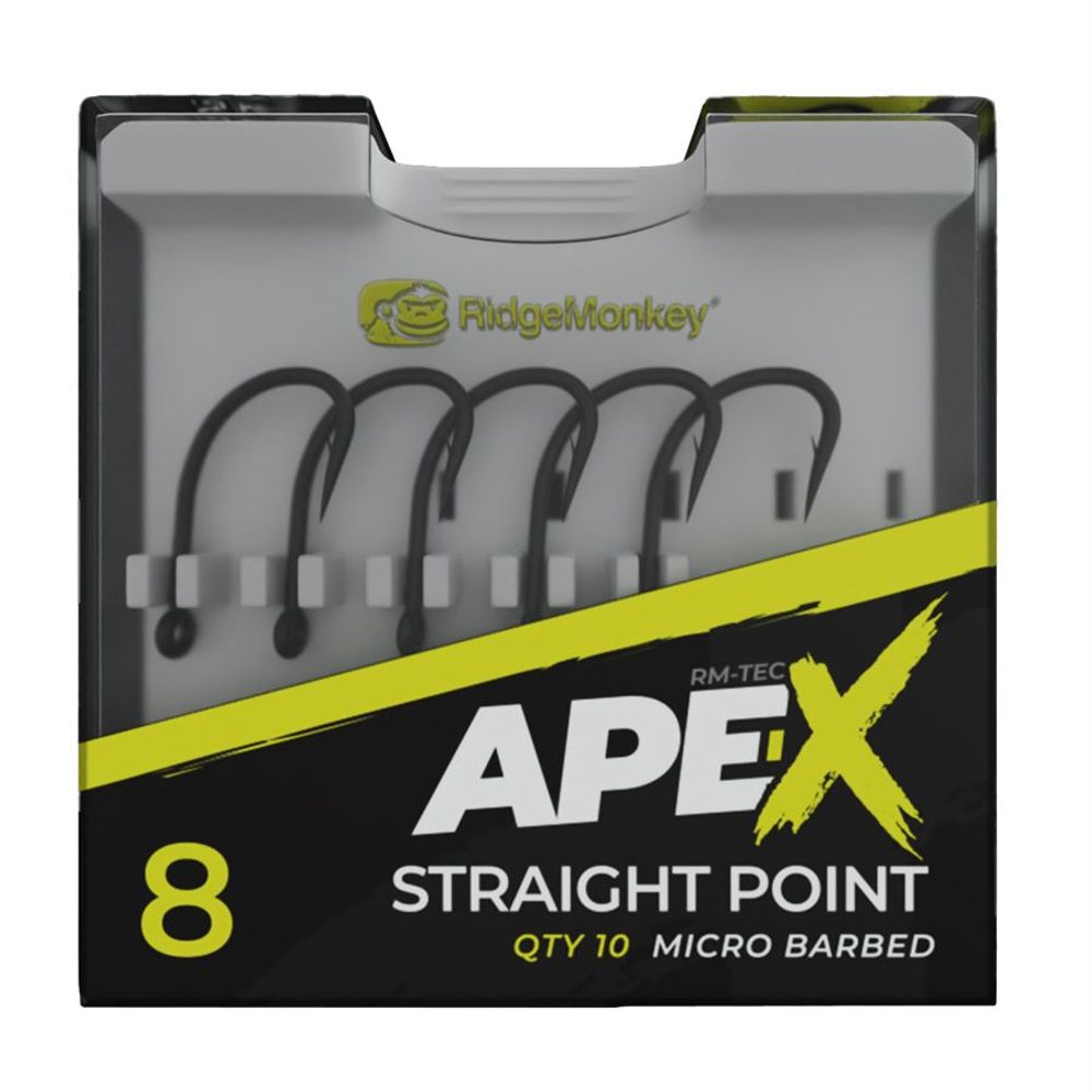 RidgeMonkey Háčky Ape-X Straight Point Barbed 10ks - vel. 8