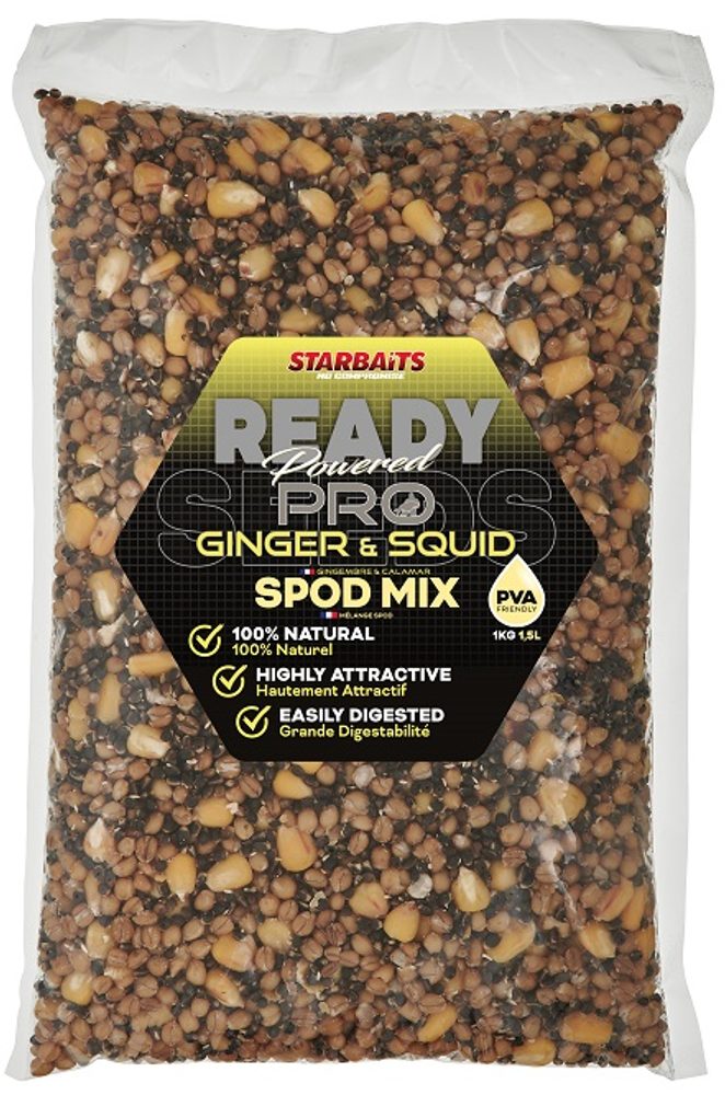 Starbaits Směs partiklů Spod Mix Ready Seeds Pro 1kg - Ginger Squid