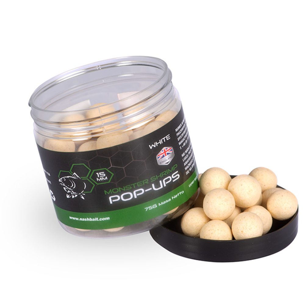 E-shop Nash Plovoucí Boilie Monster Shrimp Pop Ups 75g - 15mm White,Nash Plovoucí Boilie Monster Shrimp Pop Ups 75g - 15mm White