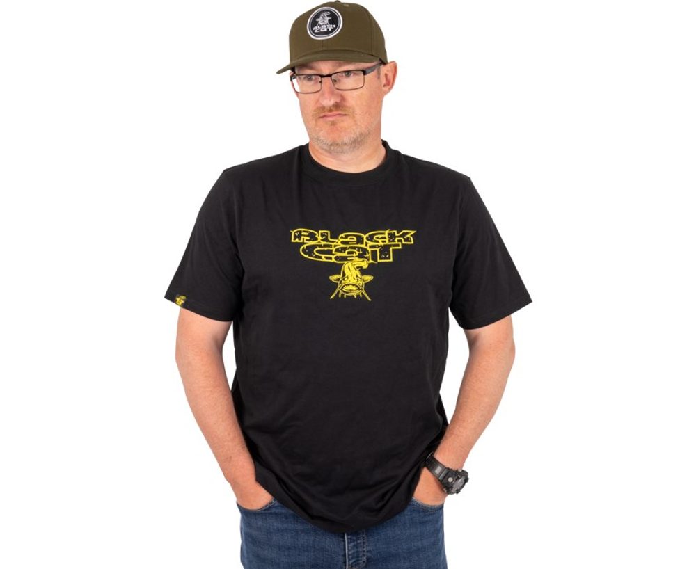 E-shop Black Cat Triko Distressed Logo Black Tee,Black Cat Triko Distressed Logo Black Tee