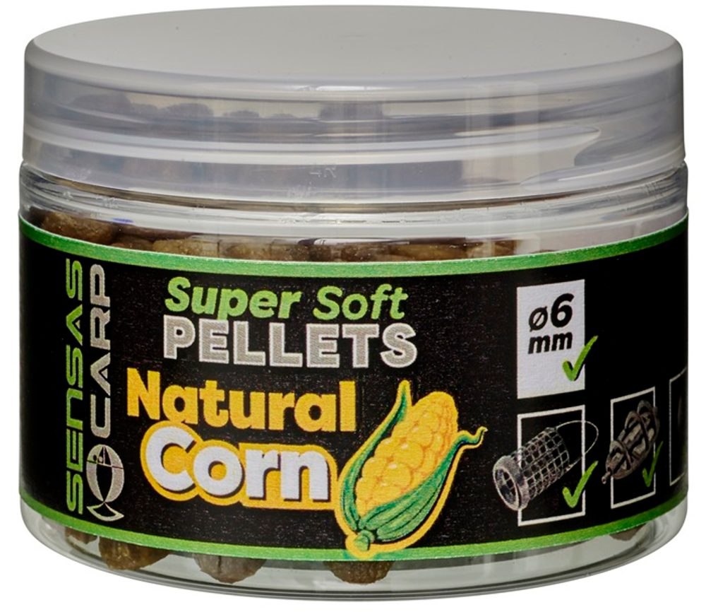 Sensas Pelety Super Soft Natural Corn 60g - 6mm,Sensas Pelety Super Soft Natural Corn 60g - 6mm