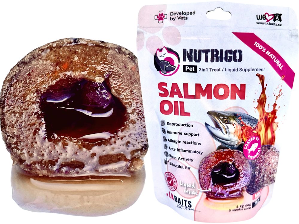 Fotografie LK Baits Pet Doplněk stravy Nutrigo Dog Supplement Salmon Oil - Mini 75g