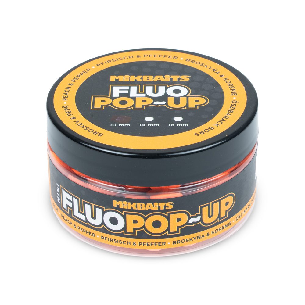 E-shop Mikbaits Mini Plovoucí fluo boilie 10mm 100ml - Broskev a Pepř,Mikbaits Mini Plovoucí fluo boilie 10mm 100ml - Broskev a Pepř