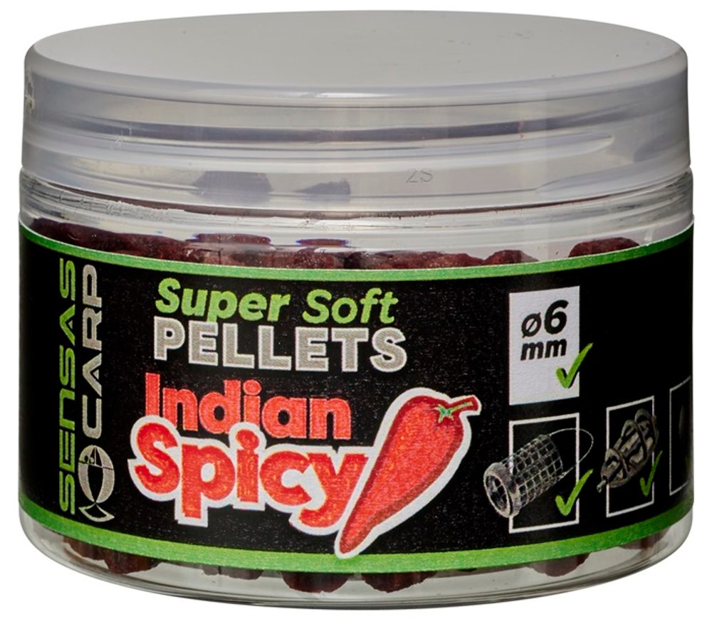 Sensas Pelety Super Soft Indian Spicy 60g - 6mm,Sensas Pelety Super Soft Indian Spicy 60g - 6mm
