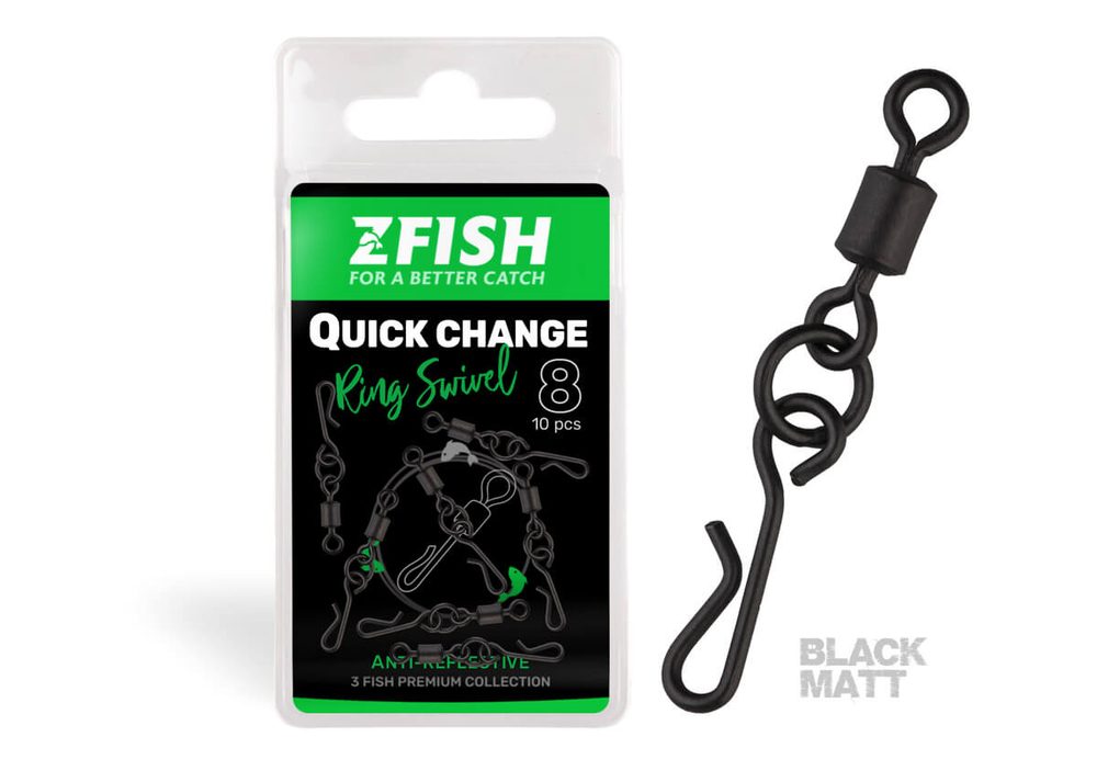 E-shop Zfish Obratlík Quick Change Ring Swivel Matt vel.8 10ks,Zfish Obratlík Quick Change Ring Swivel Matt vel.8 10ks