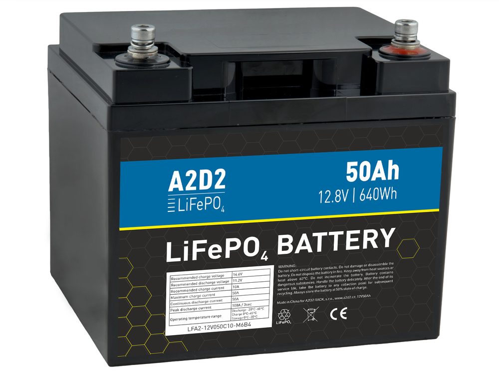 A2D2 Baterie LiFePO4 12,8V 50Ah M6 (Qinkual cells),A2D2 Baterie LiFePO4 12,8V 50Ah M6 (Qinkual cells...