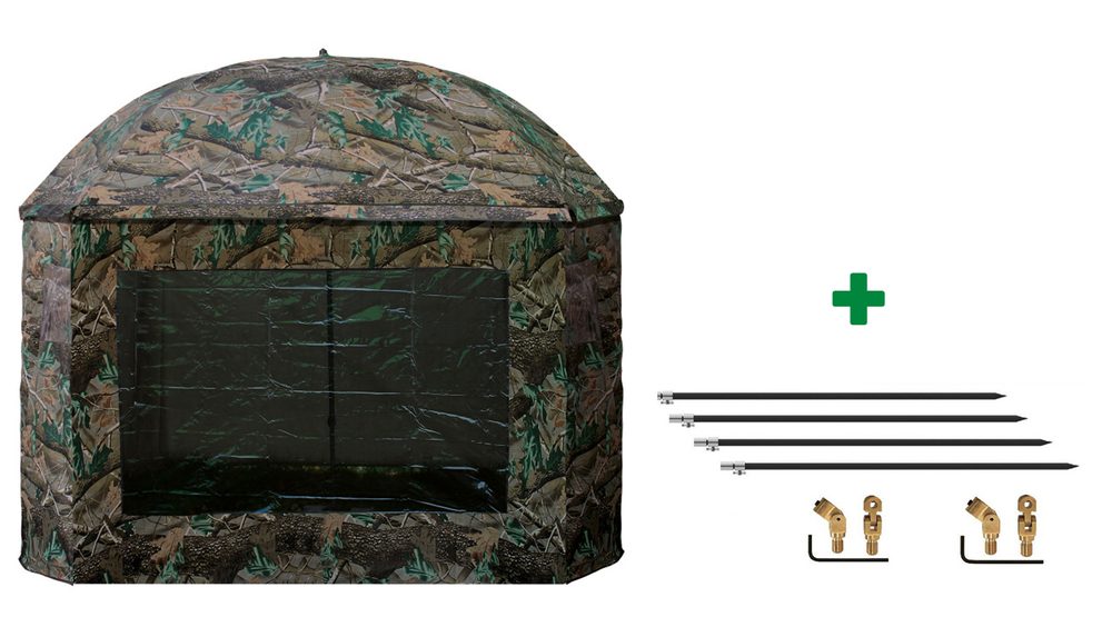 Suretti Deštník s bočnicí Full Cover 2man Camo 3,2m + set na podporu deštníku