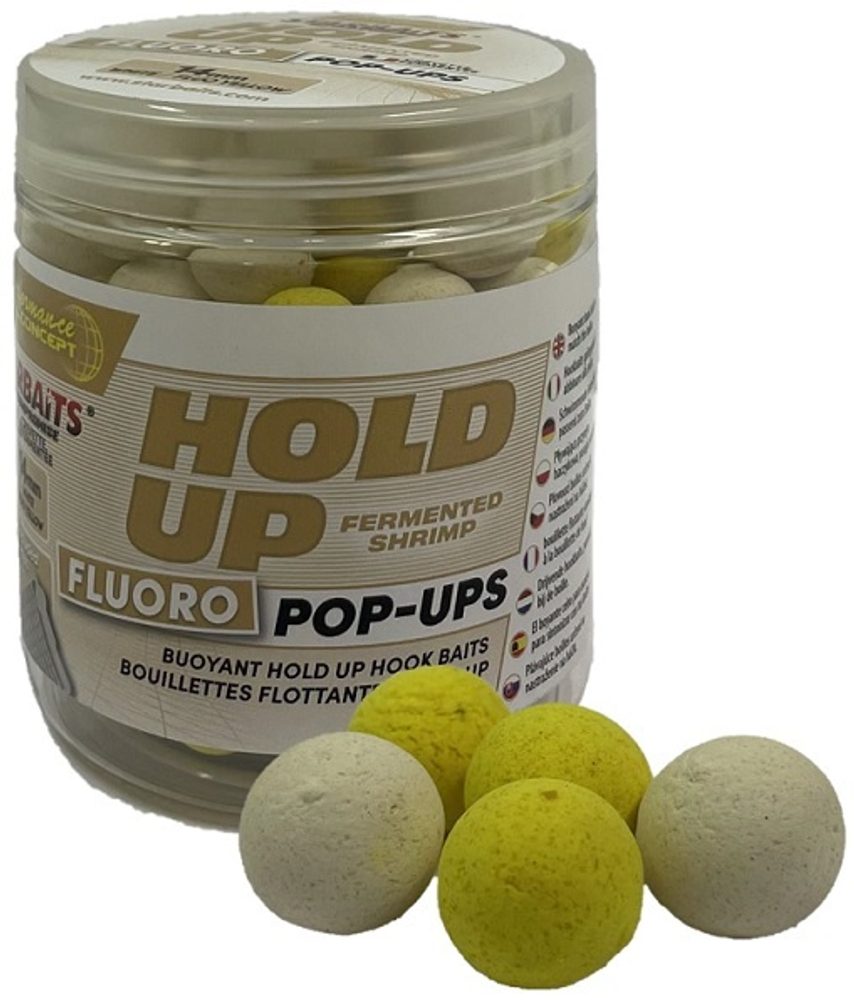 Fotografie Starbaits Plovoucí Fluo Pop-up Boilies Hold Up Fermented Shrimp 80g - 20mm