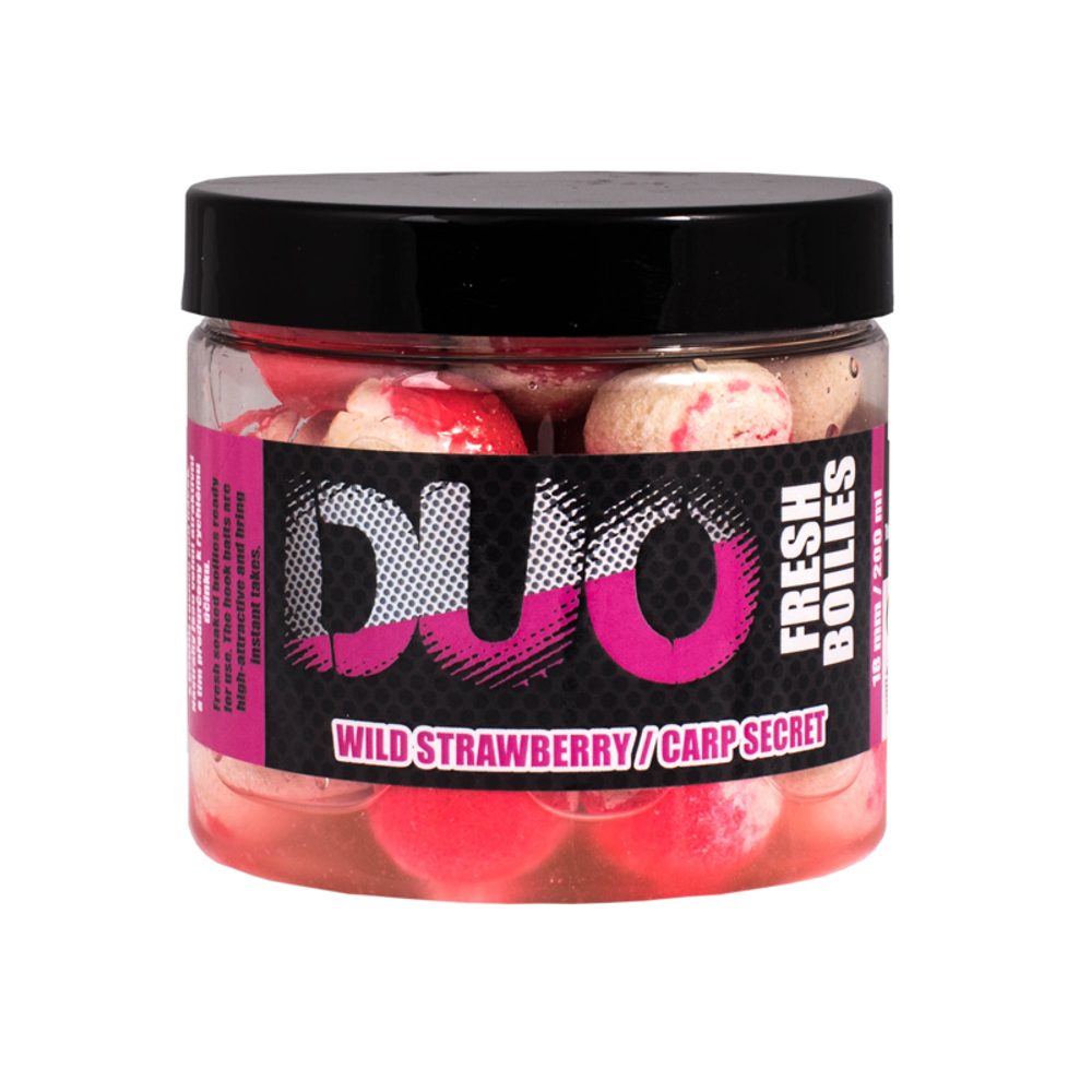 LK Baits Fresh Boilies DUO X-Tra 18mm 200ml - Wild Strawberry/Carp Secret