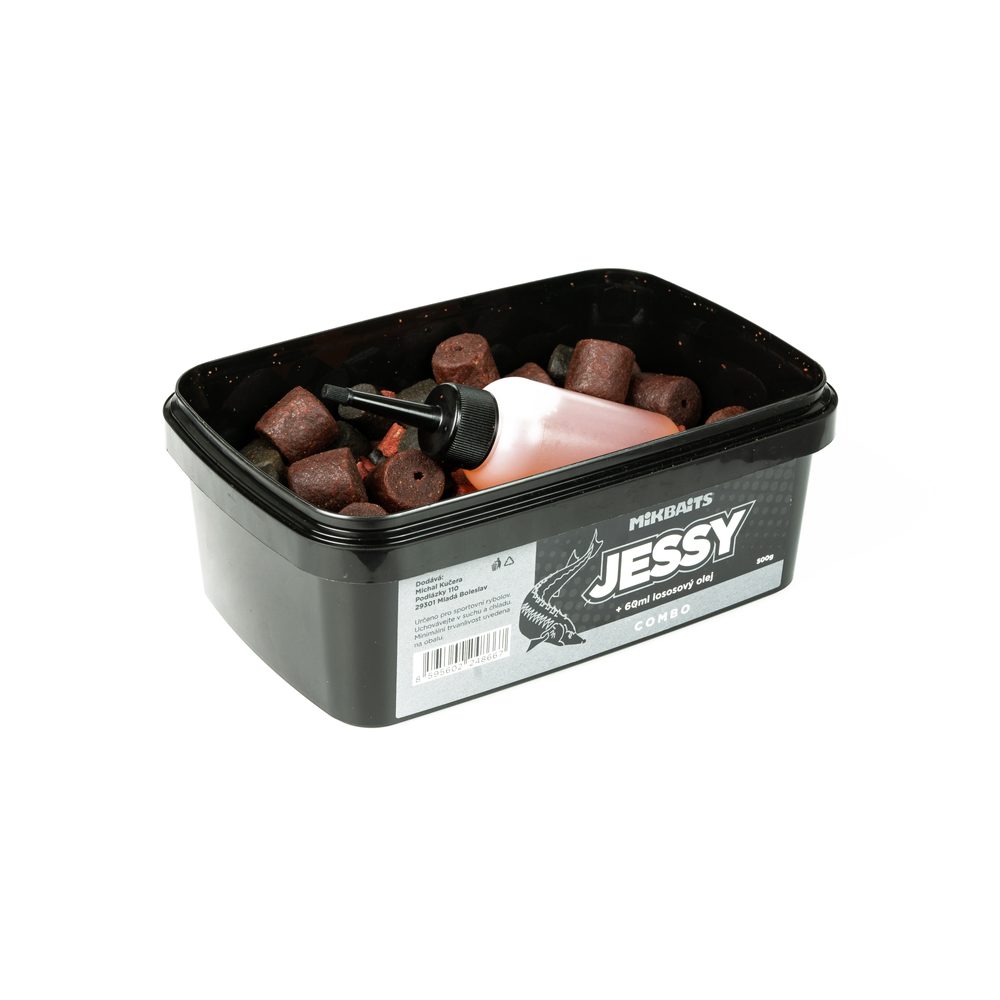 Mikbaits Peletový mix Jessy combo 500g + 60ml lososový olej