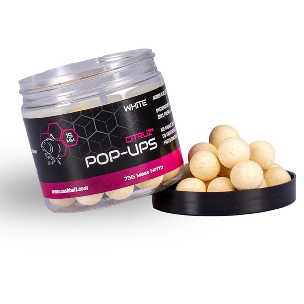 E-shop Nash Plovoucí Boilie Citruz Pop Ups 75g - 12mm White,Nash Plovoucí Boilie Citruz Pop Ups 75g - 12mm White