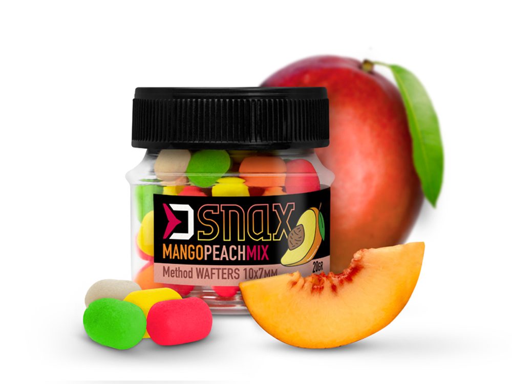 E-shop Delphin Nástraha Dumbells Mix D Snax Waft 10x7mm 20g - Mango - Broskev,Delphin Nástraha Dumbells Mix D Snax Waft 10x7mm 20g - Mango - Broskev