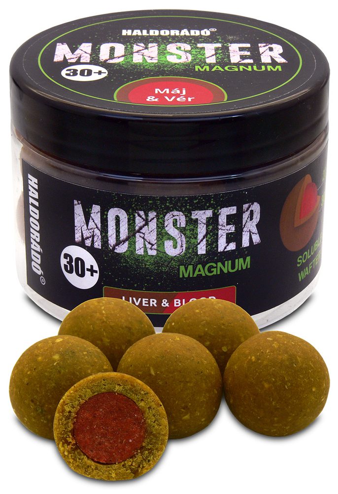 Haldorádó Pop-Up Boilies Monster Magnum 30mm 180g - Krvavá játra,Haldorádó Pop-Up Boilies Monster Magnum 30mm 180g - Krvavá játra