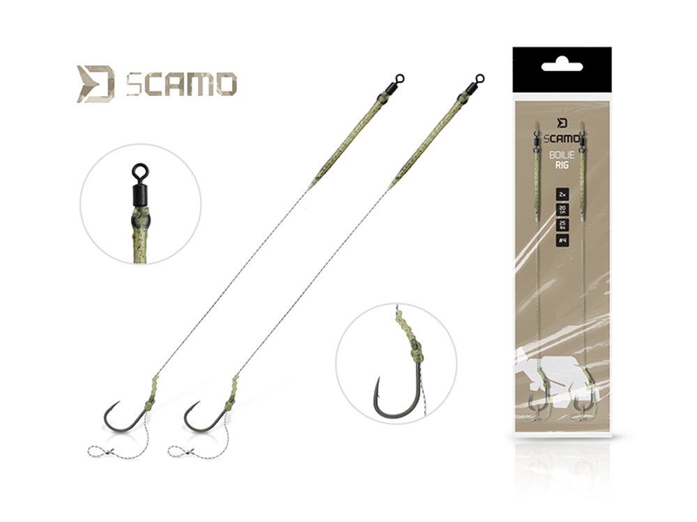 Delphin Návazec sCamo Boilie rig 2ks - 20cm/25lbs/#6